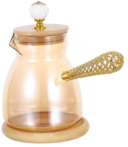 Glas Türkische Kaffeekanne für Handaufguss, mit Seitengriff 550ml | Wärmeisolierend, Erhält Ursprünglichen Geschmack, Langer Griff, für Familien und Persönlichen Genuss