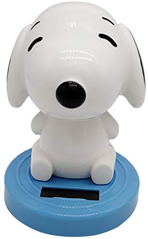 Cute Solar Powered Nodding Head Dog Doll Home Car Decor Gadget Toy Blue