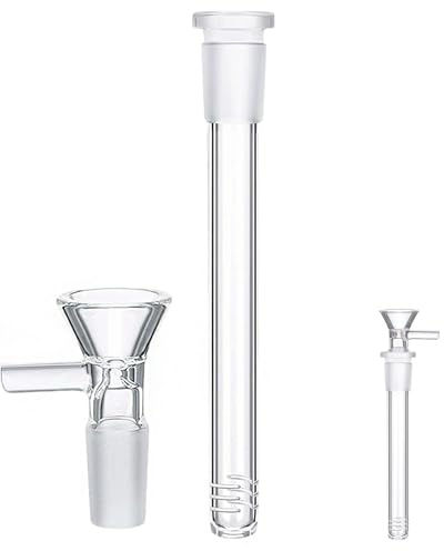 2Pcs Bong Bowl and Downstem Set, 14mm Bowl Piece with Glass Pipes and Downstems, Glass Bong Downstem Diffuser Adapter,Compatible with Water Bong and Oil Rig for Water Bong