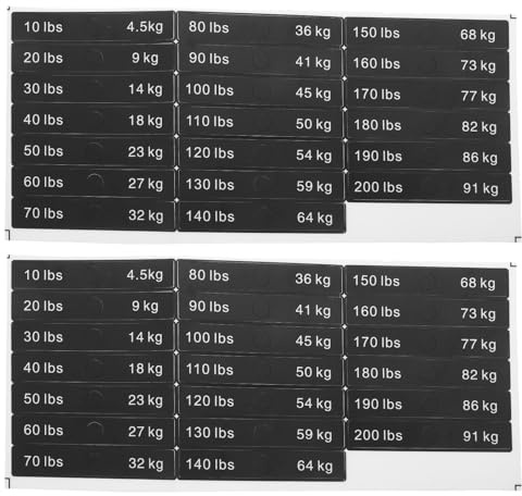 MAGICLULU Weight Stack Labels for Fitness Equipment Black Weight Plate Identification Stickers with White Numbers 10-200Lbs in 10Lbs Steps 2Pcs for Home and Commercial Use