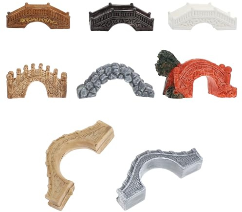 ARTIBETTER 8pcs Mini Arch Bridge and Mini House Fairy Garden Kits, Micro Landscape Accessories for DIY Bonsai Plant Pots, Small Pond and Miniature Garden Scenes Decor