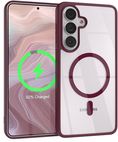 EAZY CASE Hülle für Galaxy S26 Plus kompatibel mit Qi Charging Ultra Aufprallschutz Stoßfest und Kratzfest dünne Schutzhülle mit Kameraschutz Silikon Cover Clear Hybrid Handy Case Beere - Qi Charging