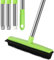 MEIBEI Pet Hair Removal Broom with Squeegee -53, Long Handle Soft Bristle Rubber Broom, Ideal for remove fur from Carpets, Rugs, Hardwood and Linoleum