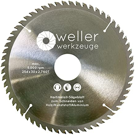 WELLERWERKZEUGE | Profi HM Kreissägeblatt Sägeblatt 254x30mm und 254x25mm 60 Zähne für holz Kunststoff Aluminium universal passend für Kreissäge Tischsäge Gehrungssäge Kappsäge Makita