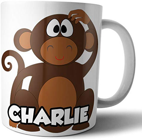 AK Giftshop Personalised Mug - Monkey - Gift - Birthday - Christmas - Stocking Filler - Secret Santa