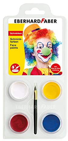 Eberhard Faber 579024 - Set de maquillaje infantil payaso, 4 colores de maquillaje con pincel e instrucciones