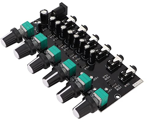 Tablero Mezclador Estéreo, 3,5 Mm 2 Entradas 4 Salidas Mezclador de Audio Profesional de Consola de Tablero de Sonido, Distribuidor Mezclador de Amplificadores con Perilla de