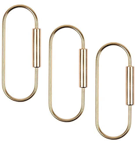 Keboyoe 3 Pcs Brass Screw Lock Keyring Carabiner Brass Oval Keychain Brass Carabiner Key Ring Keychain Hook for Men and Women