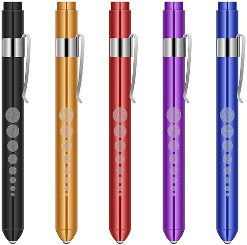 Licht-Pupillenlicht, flintronic Diagnostikleuchte Pupillenleuchte Medizinische Penlight, Wiederverwendbare Diagnostische LED Stiftlampe, Taschenlampe Lichtgriffel mit Taschenclip für Ärzte 5 Stück