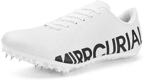 NGARY Spikes Leichtathletik für Herren with 8 Nägel Laufschuhe Sneakers Atmungsaktiv Leichte Sprint Turnschuhe für Jungen und Mädchen,Weiß,36 EU