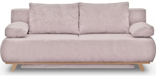 HOMIFAB Canapé Convertible 3 Places avec Coffre de Rangement en Velours côtelé Rose pâle - Laria