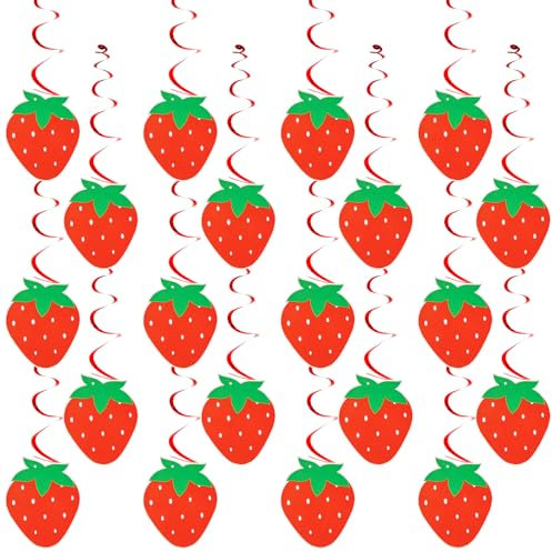 40stk Erdbeer-Dekor, Hängende Wirbel-Erdbeer-Banner Erdbeer-Babyparty-Dekorationen Deko für Den Ersten Geburtstag für Babyparty-Partyzubehör Beere Zum Ersten Geburtstag