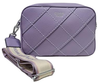 Borsa Donna Saponetta Ecopelle Tracolla in Tessuto Personalizzata Regolabile Removibile Dimensioni: 25 X 18 X 8 cm. ART.3069 Marchio COVERI (LILLA)