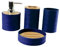 Folpus Ensemble d'accessoires de salle de bain 4x Gobelet de bain de bouche, cadeau de pendaison de crémaillère Porte-savon moderne Distributeur de savon, Bleu Foncé