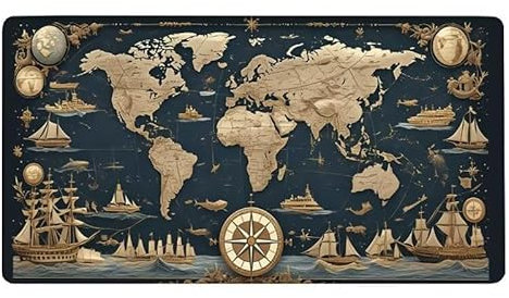 Gaming Tapis de Souris Carte du Monde Tapis de Souris XXL 800x400X0.3MM Grand Tapis de Souris Rétro Désign Tapis Souris Gaming Accessoire pour Améliore la Précision et la Vitesse pour Gamer, -146