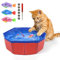 Piscine pour chat avec 3 poissons robotiques amusants à LED pour jouer à l'eau, jouets d'eau pour chats d'intérieur, enrichissement interactif stimulant le jeu personnel pour chats d'intérieur, jouet