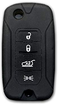 Car Passion Schlüsselcover kompatibel mit Jeep Renegade, Compass, Cherokee - 4-Tasten Silikonhülle (Schwarz)