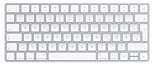 Apple Magic MLA22D/A Tastatur (QWERTZ, Multimediatasten,Wiederaufladbar) Silber / Weiß (Generalüberholt)