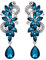 Clearine Damen Ohrclips Böhmisch Kristall Blume Hochzeit Braut Tropfen Lang Screw Clip-On Ohrclip Ohrringe Türkis-Blau Silber-Ton