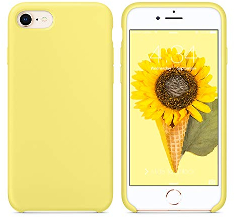 SURPHY Schutzhülle für iPhone SE 2022, Schutzhülle für iPhone SE 2020, Schutzhülle für iPhone 8 iPhone 7, Flüssigsilikon, Kratzfest, Premium, weich, stoßfest, für iPhone SE 3/SE 2/8/7 4,7 Zoll, Gelb