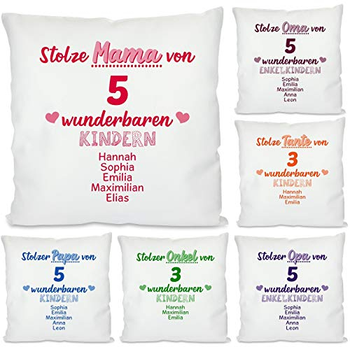 Herzbotschaft Kissen mit Motiv - Stolze Mama/Tante/Oma, stolzer Papa/Onkel/Opa