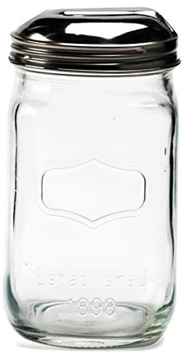 Circleware 06657 Yorkshire Mason Sugar Jar Glass Canister with Metal Lid Home Kitchen Glassware Food Preserving Storage Container for Coffee, Tea, Spices, Cereal and Farmhouse Decor 18.25 oz Clear