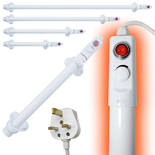 Elixir Gardens Low Energy TH02 Tubular/Tube Heater | Bathroom Mould Protection | 50cm,70cm,100cm,150cm Sizes | Plus Optional Guard & Thermostat | 70cm