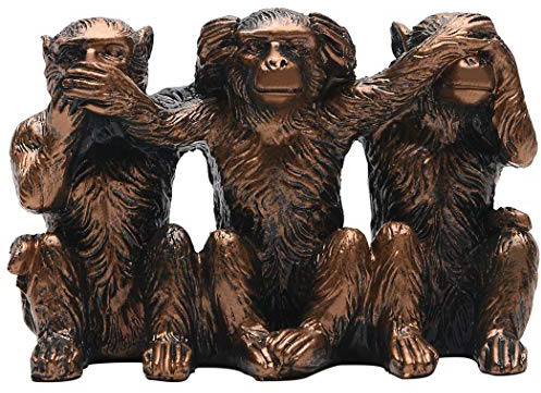 BRASSTAR PTZD047 Statue mit drei Affen, See-No Speak-No Hear-No Evil, Braun, 7,1 cm
