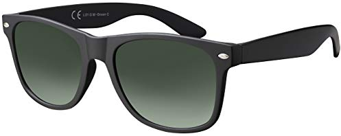 Sonnenbrille Herren Damen La Optica UV 400 CAT 3 CE Retro - Einzelpack Matt Schwarz (Gläser: Grün Verlauf)