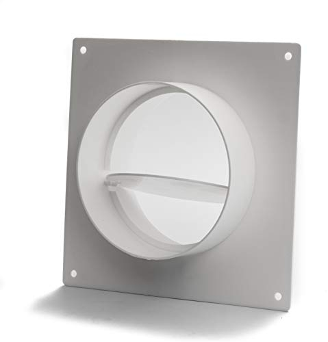 Vent Systems Connettore per condotto dell'aria da 10 cm, flangia per tubo di ventilazione diritto, in plastica, per raffreddamento, riscaldamento, sistema di ventilazione HVAC, con valvola