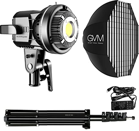 GVM LED Videoleuchte mit Softbox und Lichtstativ, 80W Bowens COB Studiolicht 11500lux@1m 5600K Tageslicht Fotografie Licht Dauerlicht für Studio Porträt Video YouTube Streaming APP Steuerung CRI97+
