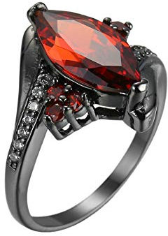 Beydodo Partnerring Vergoldet mit Stein, Ehering Damen Solitärring Rot Zirkonia Hochzeit Ring Verlobungsring Schwarz Gr.57 (18.1)