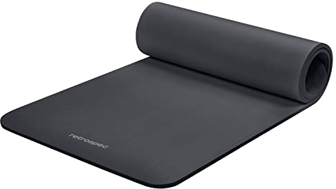 Retrospec Solana Yogamatte, 1,27 cm dick, mit Nylongurt für Damen und Herren, rutschfeste Trainingsmatte für Yoga, Pilates, Stretching, Boden- und Fitness-Workouts, Graphit