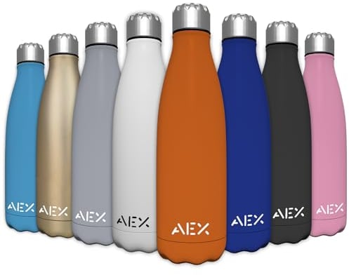 AEX Insulated Double Wall Vacuum Stainless Steel Flask | Leak Proof Hot & Cold Sports Flask | Reusable Matt Orange 500ml