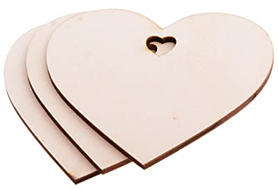 Herzförmig Holzplatten,30 Stück DIY Holzherzen Handgemachtes Holz Herzen Streudeko Mit Löchern Naturholzscheiben Unlackiert Beschrifte Holzherzen für Hochzeit Party Jubiläum Geschenkanhänger