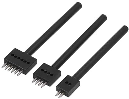 3pcs Leather Prong Punch Tool Set, 2/4/6 Carbon Steel Prong Row Circular Cut Round Hole Punch for Leather Craft(Teeth 4mm)