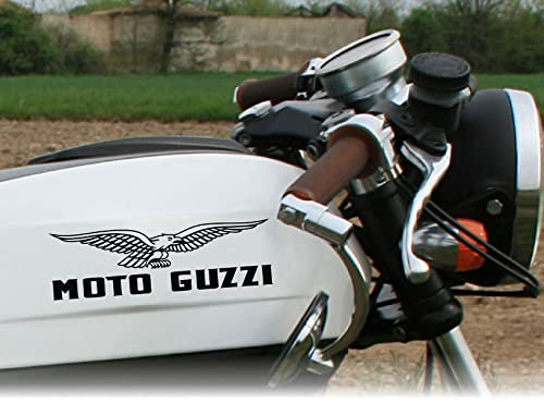 2 Adesivi Stickers da Serbatoio Worldcustom compatibili con Moto Guzzi (GRIGIO SCURO)