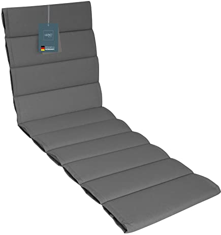 LILENO HOME Sonnenliege Auflage als [1er Set - Rollliege] in Grau - Gartenliegen Auflage perfekt für Strandliege - Polster Auflage für Gartenliege (200x60x4,5cm)