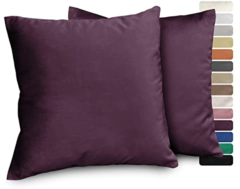 BEAUTEX Lea Samt Kissenhüllen 2er Set, Premium Kissenbezug, Sofa- und Dekokissen, Größe und Farbe wählbar (Beere 50x50 cm)