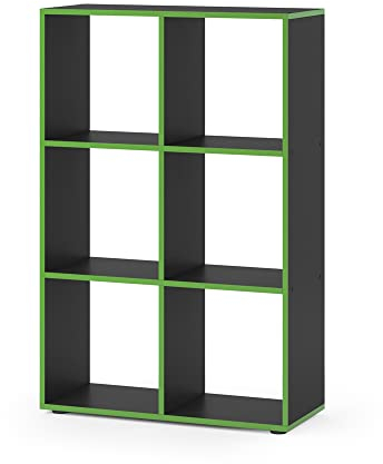 Vicco Raumteiler, stehendes Bücherregal, Schwarz/Grün, 72 x 107.8 cm
