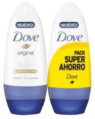 Desodorante roll on para mujer con 1/4 de crema hidratante DOVE Original 2 x 50 ml.