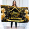 Willkommen Zuhause Banner 150 x 90 cm – Herzlich Willkommen Girlande – Willkommen Zurück Deko – Lebendiger Digitaldruck – 110 Den Polyester – Doppelnaht (Schwarz & Gold)