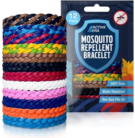 Active Era Mosquito Repellent Bracelet [12 Pack], Insect Midge & Mosquito Bands - Powerful DEET Free Formula - Waterproof with 250 Hours / 10 Days of Protection (Multi Colour - 12 Pack)