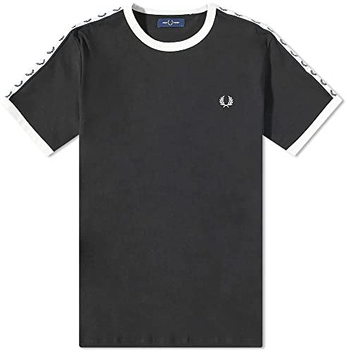 Fred Perry Taped Ringer T-Shirt Snow White, schwarz und weiß, M