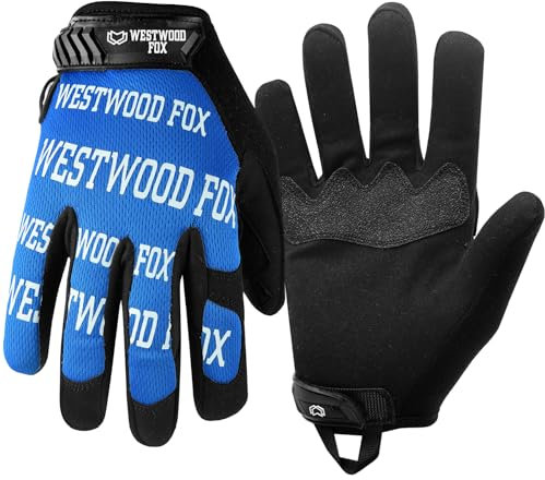 WESTWOOD FOX Guanti da lavoro da giardinaggio a prova di spine, flessibili, resistenti, in pelle, per lavori da uomo, donna (Blu, XL)