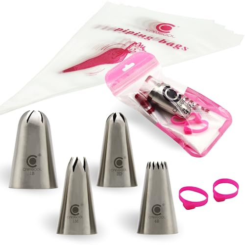 Cangool Lot de douilles pour poche à douille Motif #2D #1M #4B #1B – Complément pratique à chaque ensemble de douilles – Parfait pour les gâteaux, cupcakes et plus encore