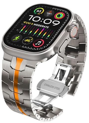WINGLE Cinturino di ricambio per Apple Watch, 49 mm, 46 mm, 45 mm, 44 mm, 42 mm (serie 3), da uomo, in acciaio inox, cinturino di ricambio per iWatch Ultra 2/Ultra, serie 10/9/8/7/6/5/4/3/2/1/SE,
