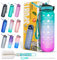 K-MART Sports Water Bottle with Straw and Time Marking, and 32OZ Capacity - Motivational and Eco-Friendly BPA-Free Bottle for Running, Gym, Yoga, Outdoors, and Camping (Style-1, Green-Pink)