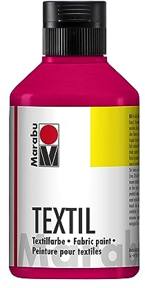 Marabu 17160013031-Vernice Tessile per Tessuti Leggeri, Rosso Ciliegia 250 ml, Inchiostro a Base d'Acqua, Lavabile Fino a 60°C, Fissaggio mediante Stiratura o Forno, 83.33 ml (3er Pack), 17160013031