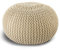 casamia Pouf Ø 55 o. 45 cm Strickhocker Sitzpouf Bodenkissen Premium Outdoor nachhaltig Größe ø 55 cm, Farbe Creme - warm Sand